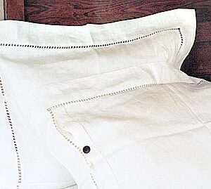 Linen Hemstitch Pillow Shams. English “bone-china” color.