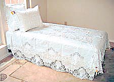 battenburg lace bed coverlet and dust ruffles