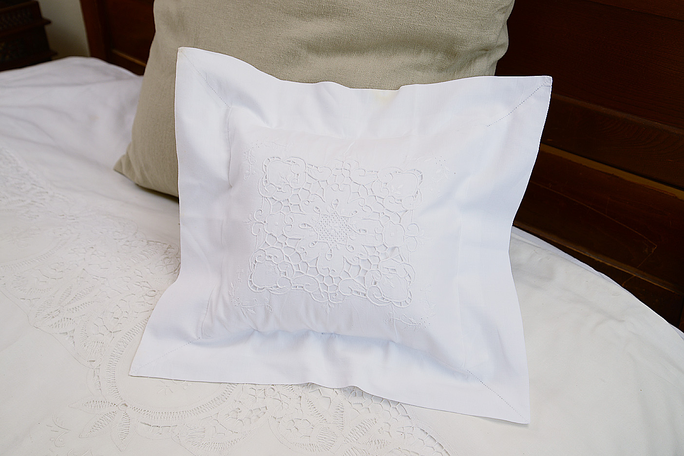 Victorian Embroidery Baby Pillow 12" x 12" square