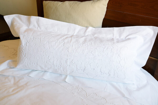 victorian embroidered bolster pillow