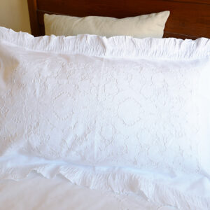 Victorian Embroidered Ruffled Border King Size Sham